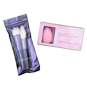 Beauty For Real Brush Set and SL Miss Glam Sponge Set Makeup Accessories Bundle